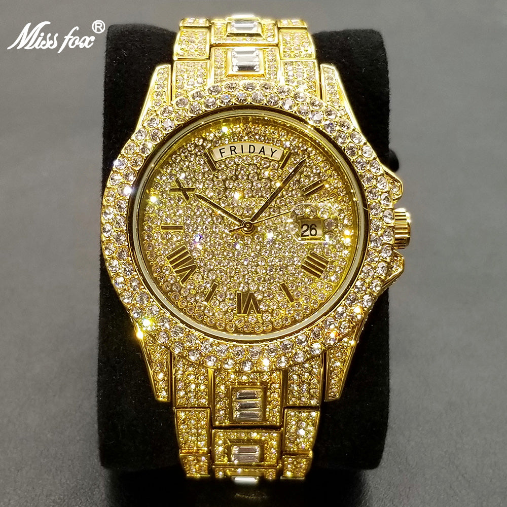 Iced out crystal on sale watches