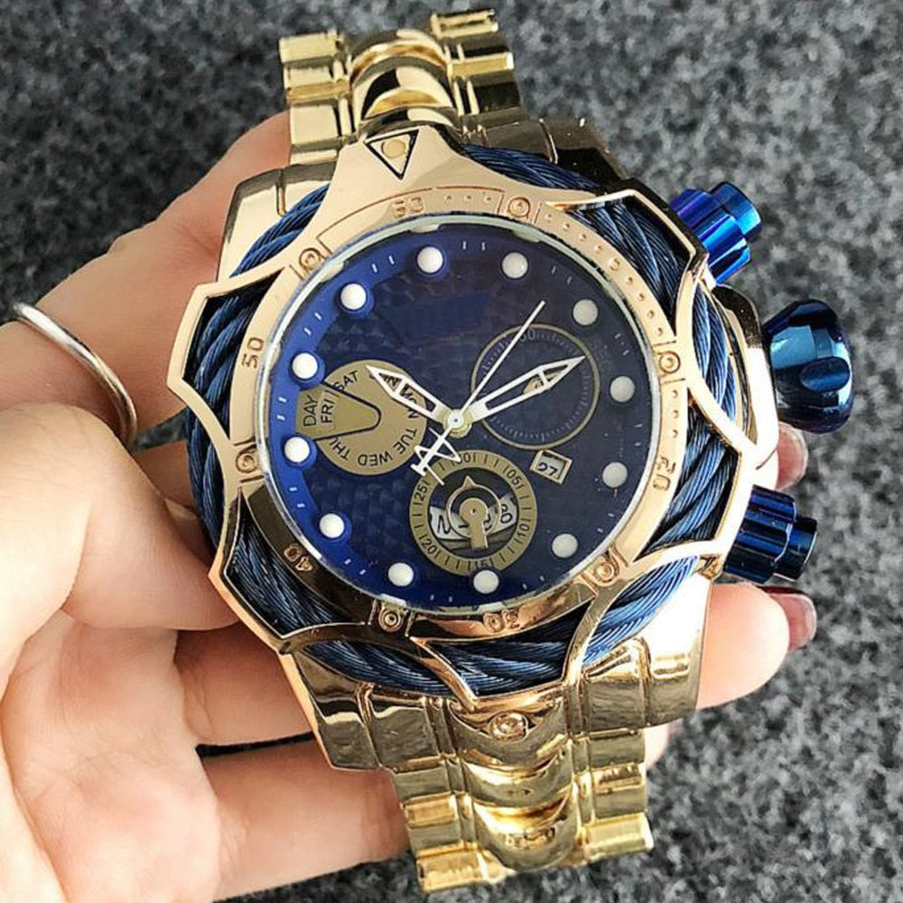 Golden Waterproof Quartz Luxury Watch
