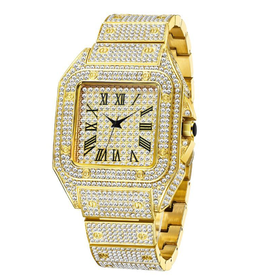 MISSFOX Ice Out Square Watch