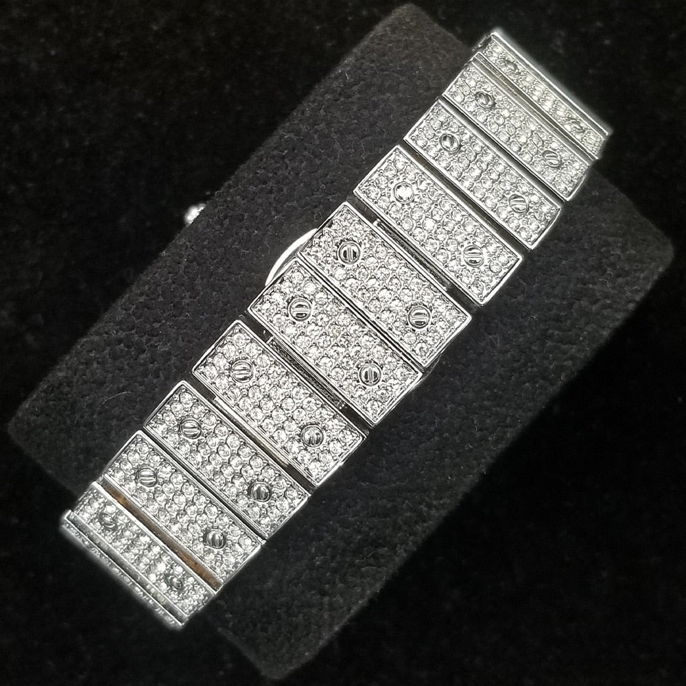 MISSFOX Ice Out Square Watch