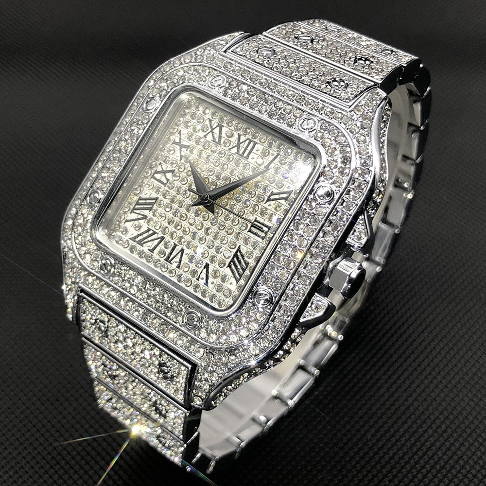 MISSFOX Ice Out Square Watch