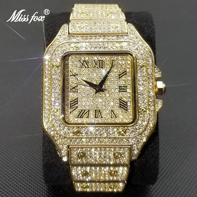 MISSFOX Ice Out Square Watch