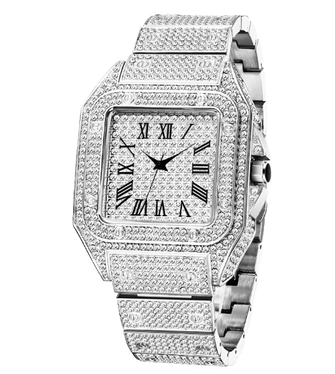 MISSFOX Ice Out Square Watch