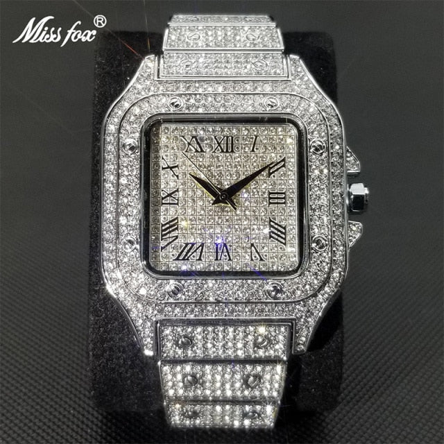 MISSFOX Ice Out Square Watch