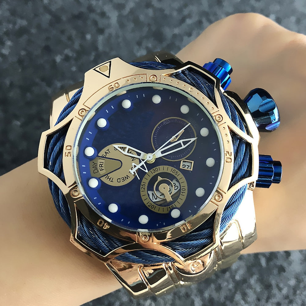 Golden Waterproof Quartz Luxury  Watch
