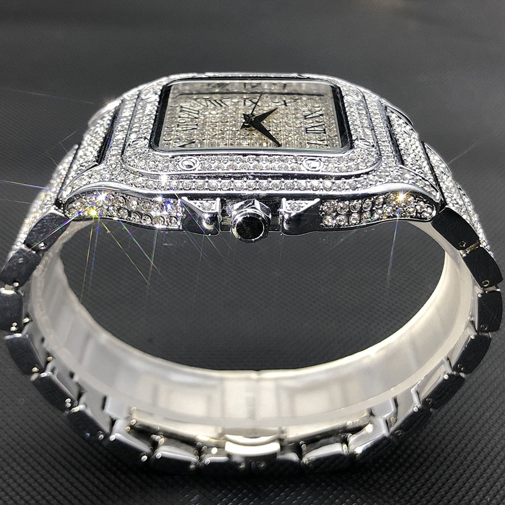 MISSFOX Ice Out Square Watch